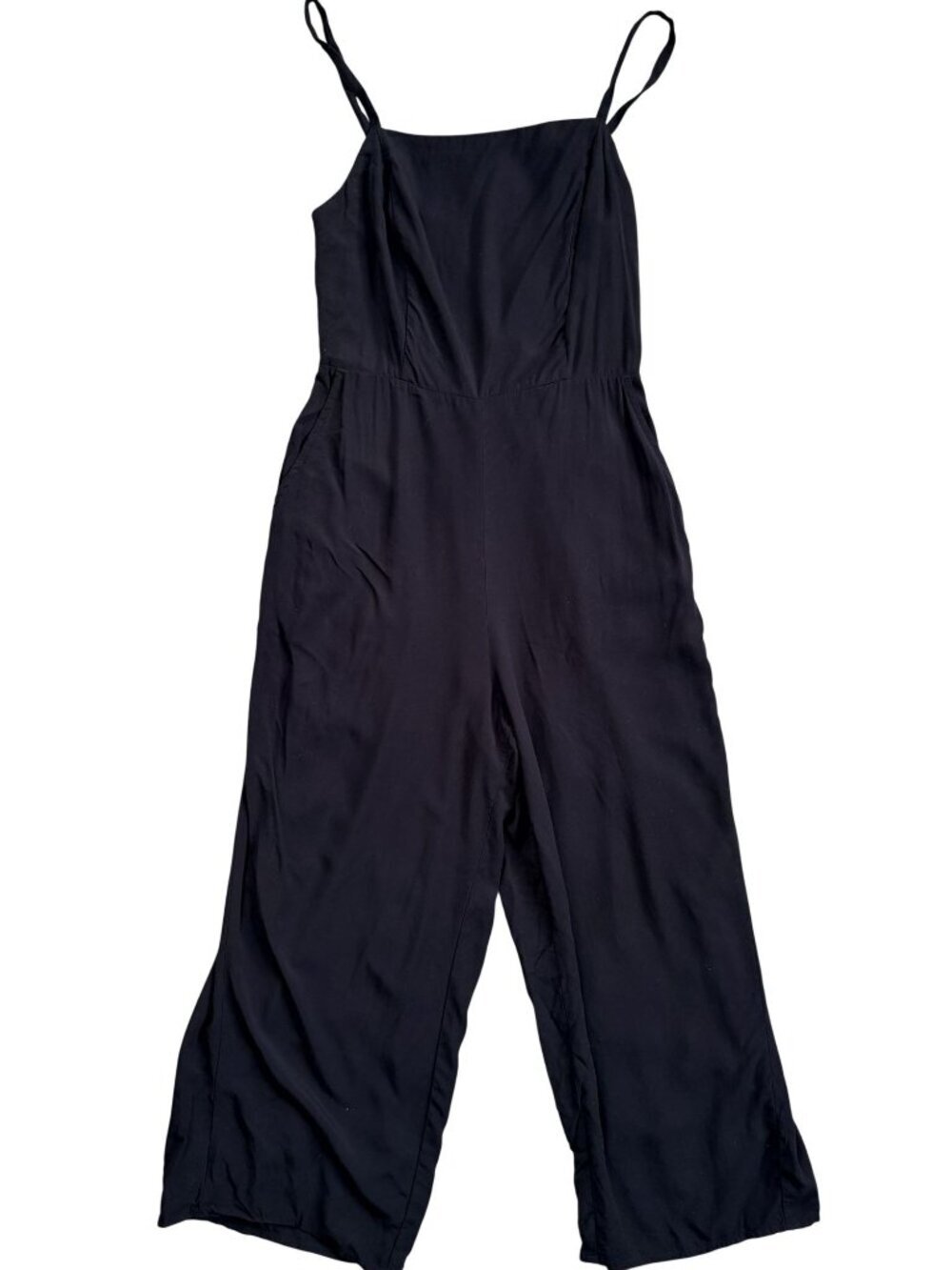 Old Navy Black Cami Jumpsuit Smocked Back Adjustable Straps Size S EUC